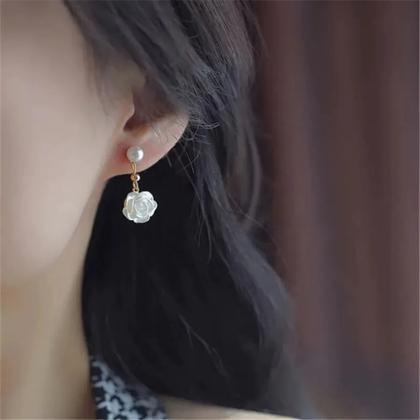 Camellia Pearl Delicate Earrings Vintage Gentle..