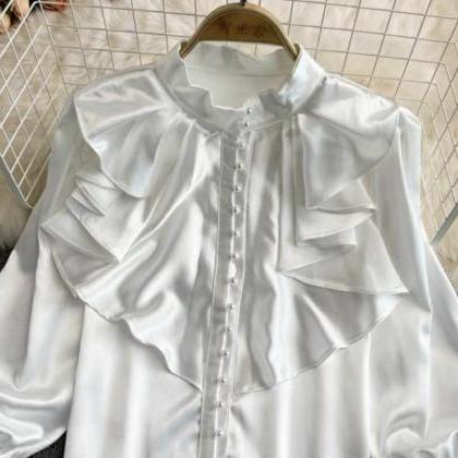 Vintage, Temperament, Flared Sleeves, Stand Collar..