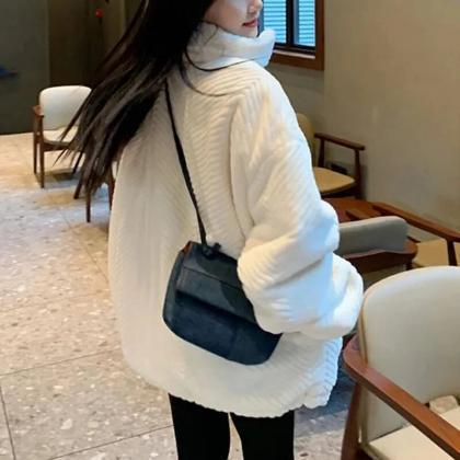 Winter Loose Plush Jacket Women Korean Style Stand..