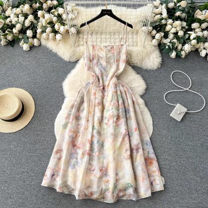Spaghetti Strap Dress,fairy Floral Dress,cute..
