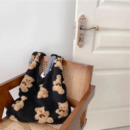 Cute Warm Plush Bear Cloth Fabric Ins Style Women..