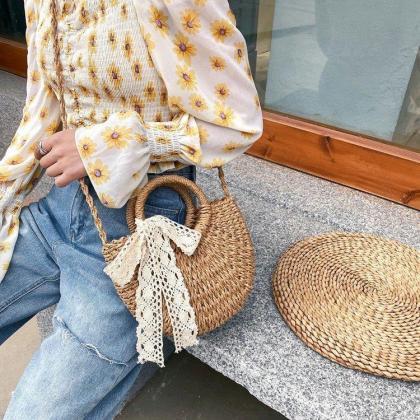Straw Bag, Stylish Woven Handbag, Summer, Beach,..