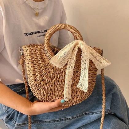 Straw Bag, Stylish Woven Handbag, Summer, Beach,..