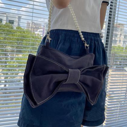 Bow Shoulder Bag, Stylish Canvas Bag Simple..