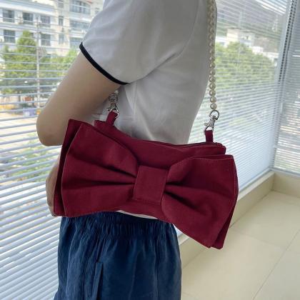 Bow Shoulder Bag, Stylish Canvas Bag Simple..