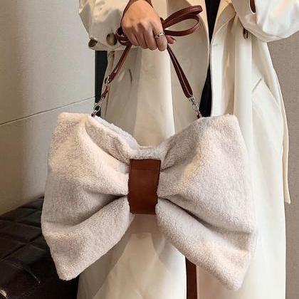 Woolly Bow Bag, Autumn And Winter Jk Lolita..