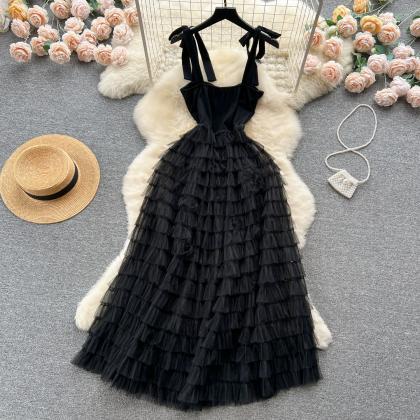 Black Strap Dress, Haute Couture Cake Dress Tutu..