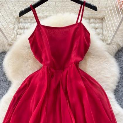 Red Halter Dress, Temperament, Holiday Style, High..