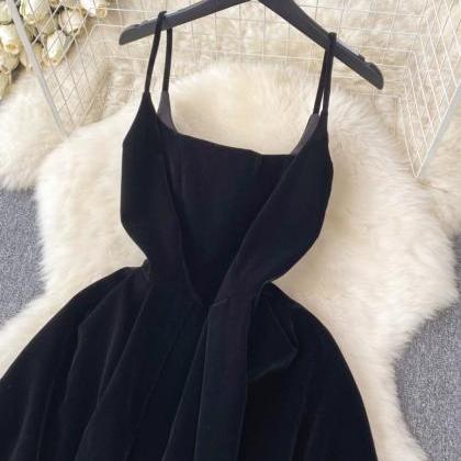 Suspender Dress, Velvet Dress, Vintage Black Dress