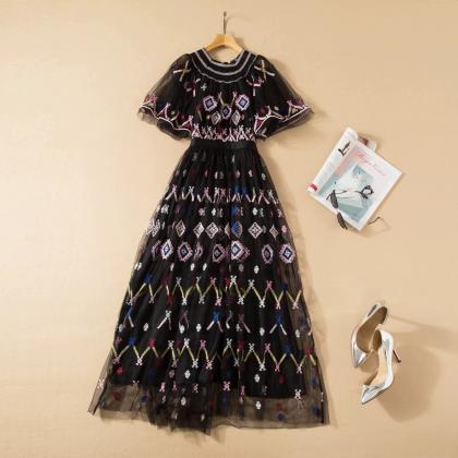 Heavy Gauze Embroidery Dress, Beautiful Floral..