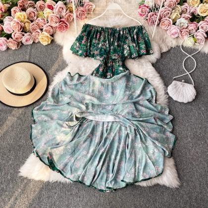 Sexy Dress, Waist-cinching Floral Chiffon Long..