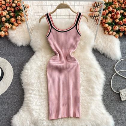 Knitted Tight Elastic Hip Wrap Dress