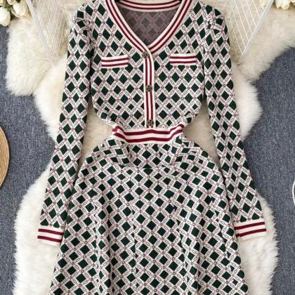 Luxury Lady-style Patterned Knitted Dress,..