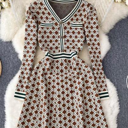 Luxury Lady-style Patterned Knitted Dress,..