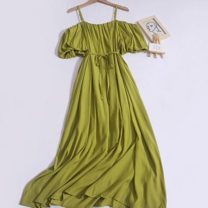 Green Tulle Off Shoulder Dress Fashion Dress