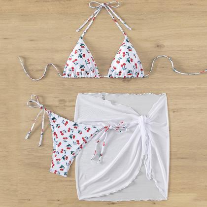 Girls Flutter Bikini Swimsuit - Very Cherry