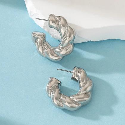 Large 3.5 Inch Gold Tone Twisted Hoop Earrings - Tight Design, Leverback Closure
