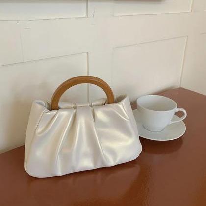 Faux Leather Pleated Handle Clutch main image 0