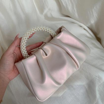 Faux Leather Pleated Handle Clutch main image 1