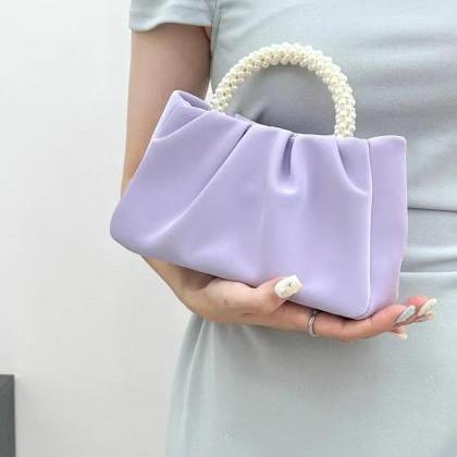 Ruched Satin Knot Handle Evening Handbag