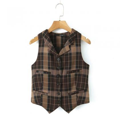 Button Plaid Strapless Skirt Set