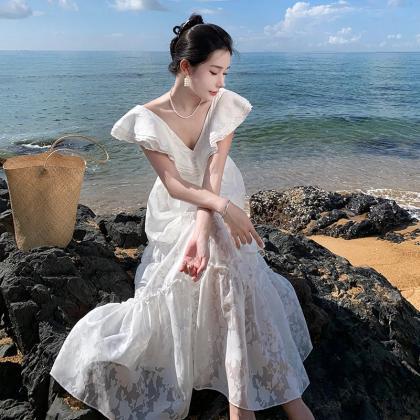 White Cami Long Maix Beach Dress main image 0