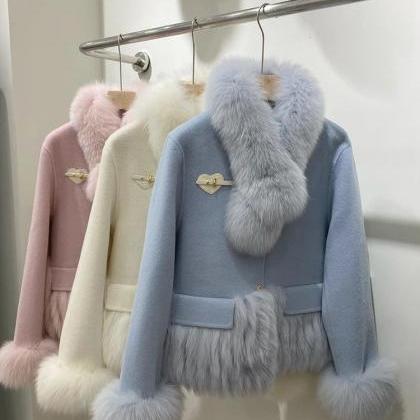 Luxe Knit Coat in Blue