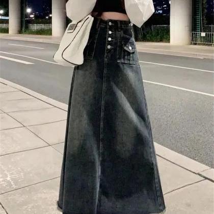 The Nomi Maxi High Waist Ankle Length Loose Skirt with Pockets main image 1