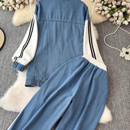 Denim Jacket And Pants With Stripe Accents on Luulla