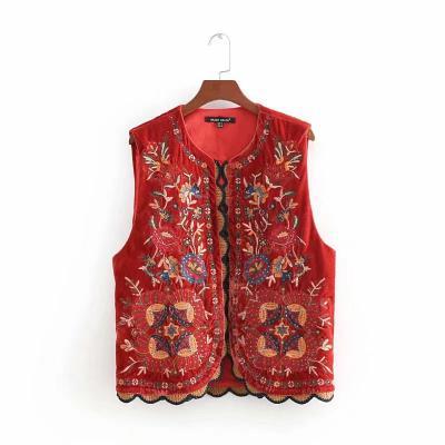 Autumn and winter velvet embroidered women&amp;#039;s vests ethnic style vest