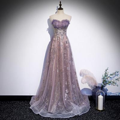 Wipe the breast evening dress dress new temperament drag tail long style princess fairy student atmosphere dress,custom made