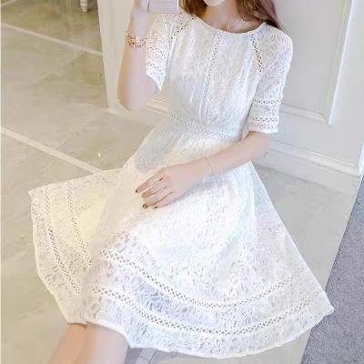 New summer style, round neck half sleeve dress, lace MIDI dress