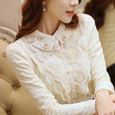 Spring and Autumn, baby collar lace shirt, long sleeve blouse
