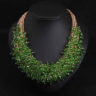 All handmade crystal glass, multi-layer short collarbone, heavy industry necklace, fashion exaggerated brand accessories