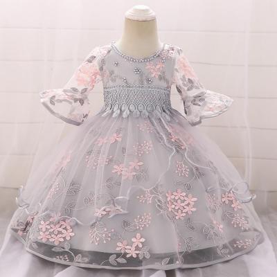 New style, baby dress/baby birthday dress, embroidered midi sleeve princess bouffant dress, girl dress