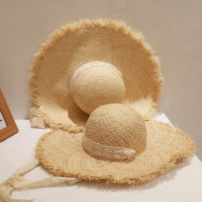 Lafite Straw Hat, Grinded Rim Extra Large Cornice, Dome, Vintage, Seaside Beach Sun Hat, Lace Straw Hat