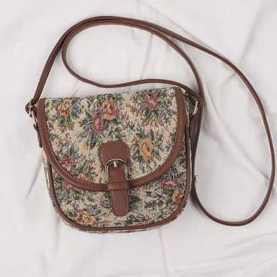 Literature ,art saddle bag, ethnic style, vintage little bag, antique canvas bag