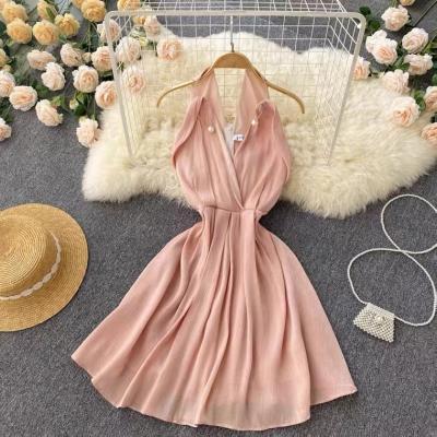 Gentle dress, temperament, sexy, halter backless dress