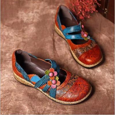 Vintage, British, floral skin combination, stripe, flower, wedges and flats for ladies