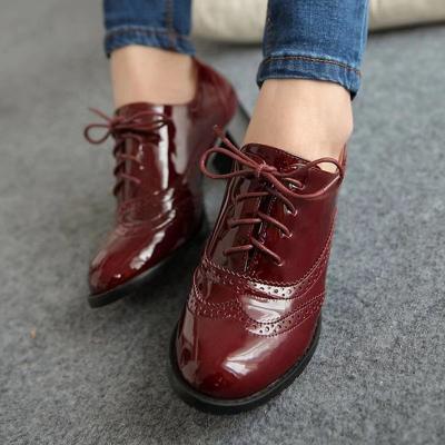 British, vintage, Oxfords shoes, Casual shoes, patent leather single root, lace-up