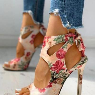 High heels, flower heels, women's sandals shoes