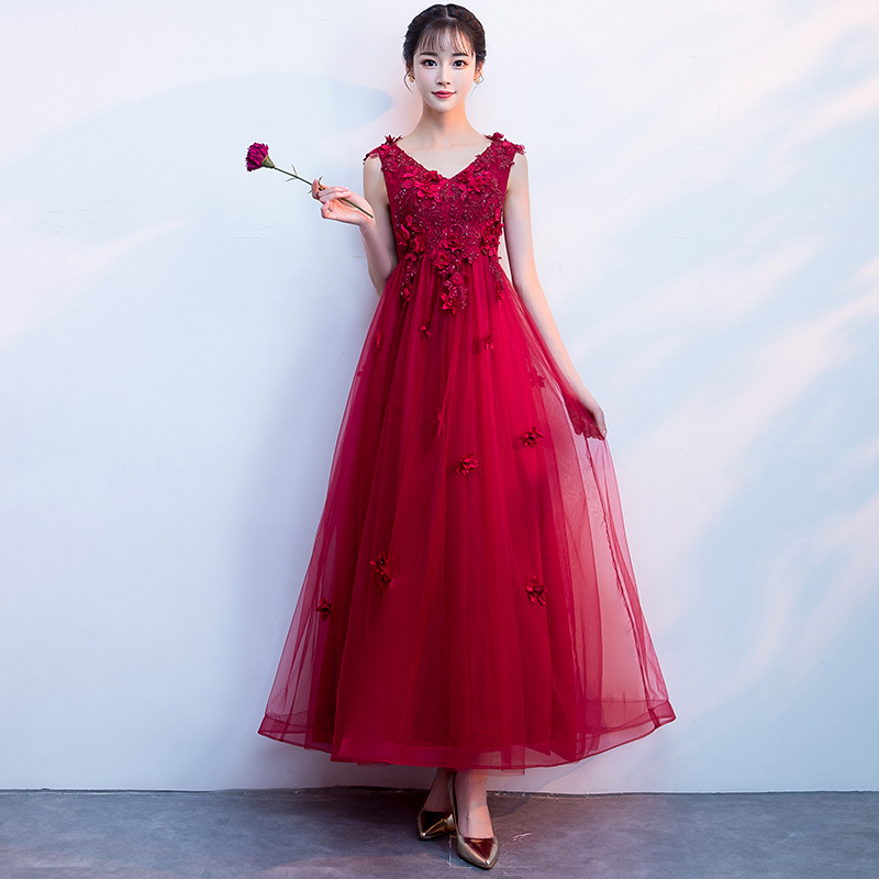 V-neck Prom Dress Red Party Dress Girl Sweetheart Dress Elegant Princess Dress,custom Made