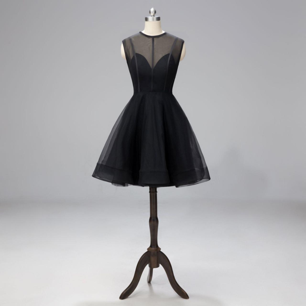 Sleeveless Prom Dress Black Homecoming Dress Sexy Tulle Mini Dress,custom Made