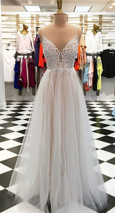 Spaghetti straps wedding dress light tulle beach bridal dress,Custom Made