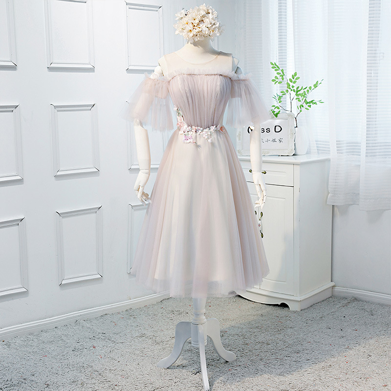 Fashion Medium Dress Style Elegant Thin Fairy Dreamy Quality Student Banquet Bridesmaid Dress,custom Made
