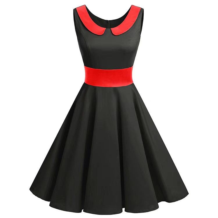 Lapel Clash Color Homecoming Dress Retro Student Dress Lovely Style Dress