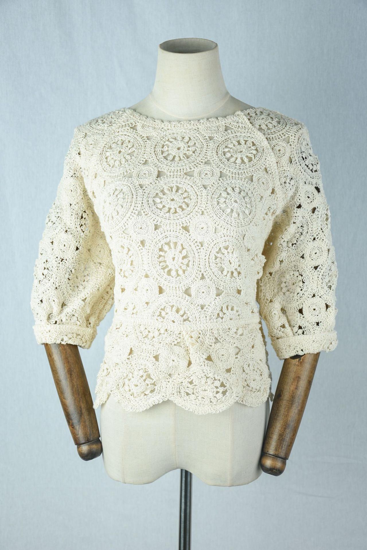 Hollow Knit, Crochet, Knitted Short Sleeves, Loose And Slim Top