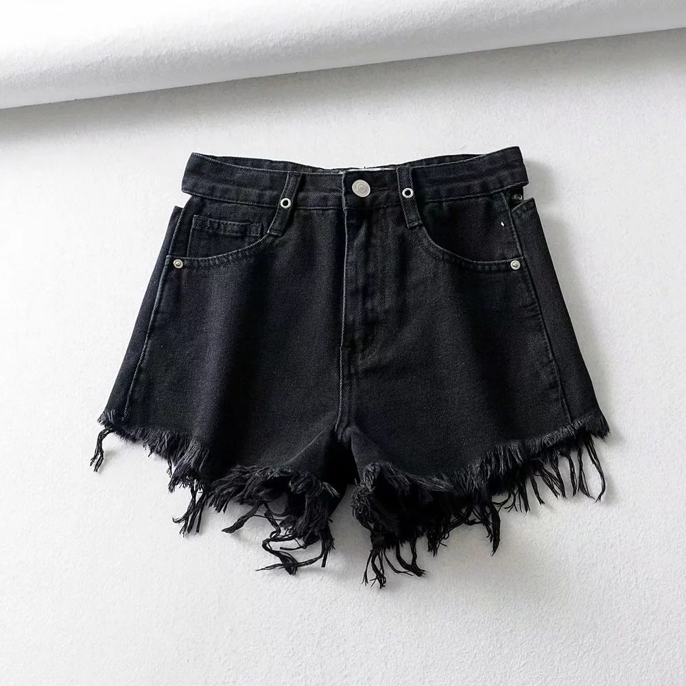 Denim Gradient Hollow Out Short Pants