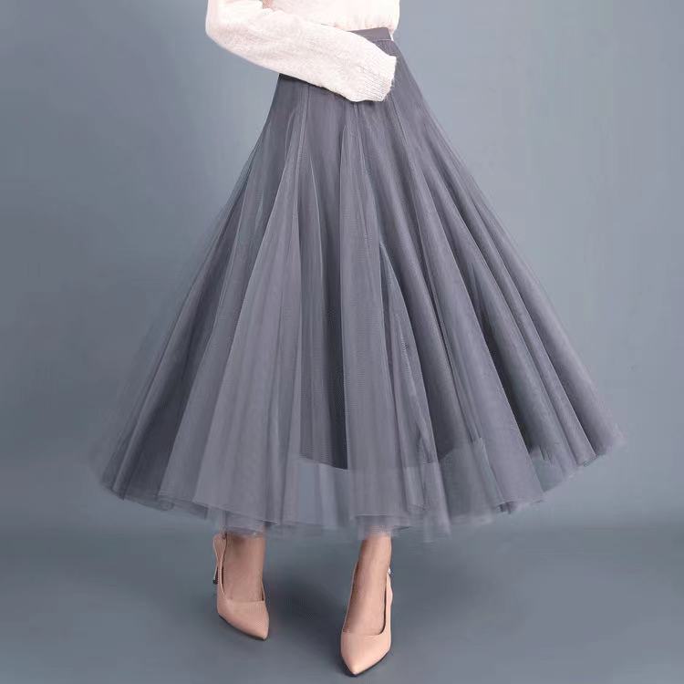 Big Swing Bouffant Ankle-length Skirt, High Waist Slim Fairy Skirt, Net Gauze Skirt A-line Skirt