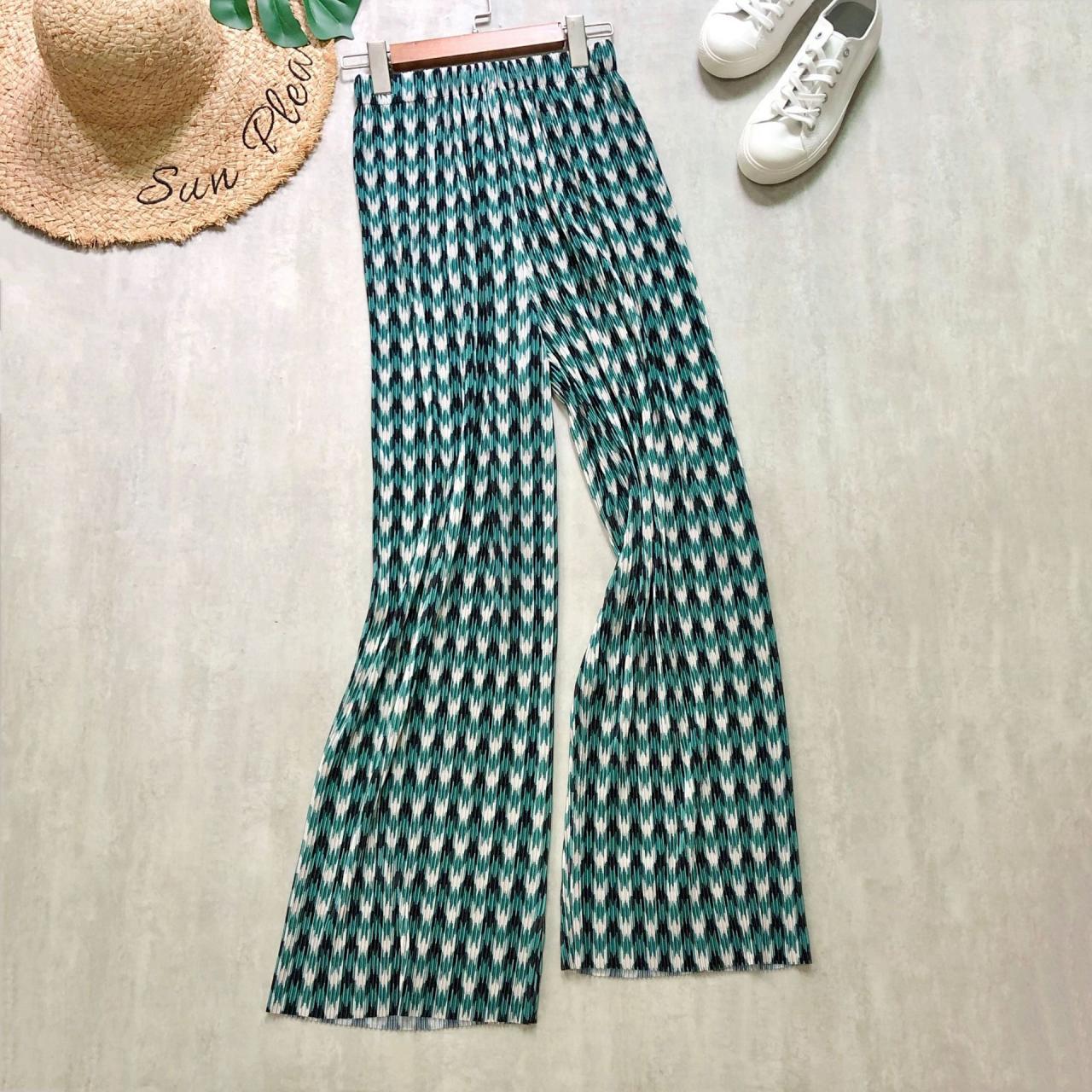 Summer Casual Pants, Pleated Bird Plaid, Printed High-waisted Wide-leg Pants, Loose Pants That Show Slimming Floor, Loose Waist Pants For Women